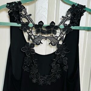 NWT Express Crochet Razorback Black Sheer Tank Top M Whimsigoth Dark Fairy Moto